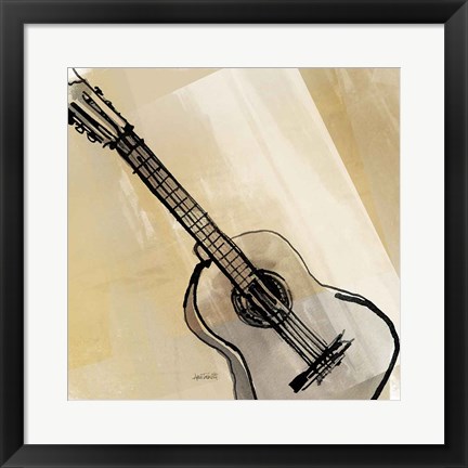 Framed Guitar Neutral Print