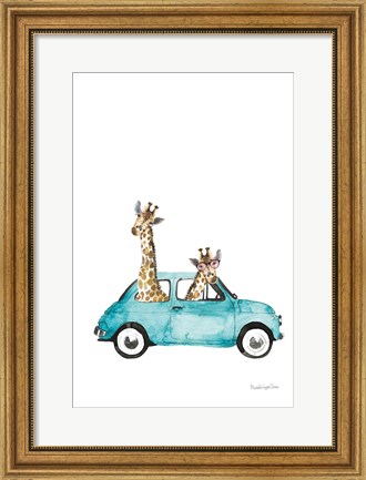 Framed Giraffe Joy Ride III No Balloons Print
