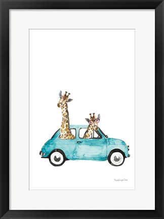 Framed Giraffe Joy Ride III No Balloons Print