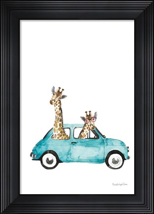 Framed Giraffe Joy Ride III No Balloons Print