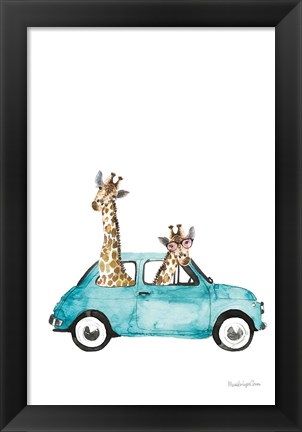 Framed Giraffe Joy Ride III No Balloons Print