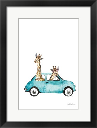 Framed Giraffe Joy Ride III No Balloons Print