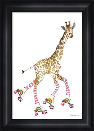 Framed Giraffe Joy Ride II No Balloons Print