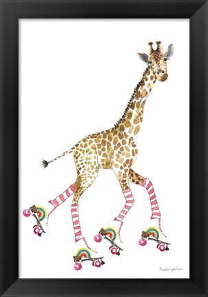 Framed Giraffe Joy Ride II No Balloons Print