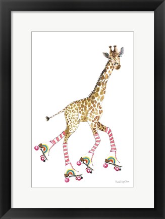 Framed Giraffe Joy Ride II No Balloons Print