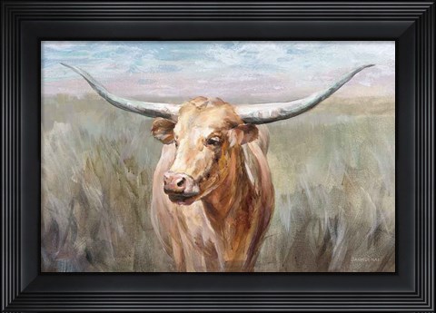 Framed Big Sky Longhorn Sunset Print