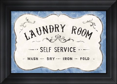 Framed Laundry Day VII Bright Blue Print