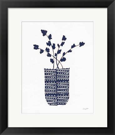 Framed Shadow Vessel I Navy Print