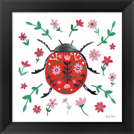 Framed Folk Beetle I Print