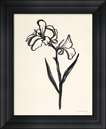 Framed Ink Flower II Cream Print
