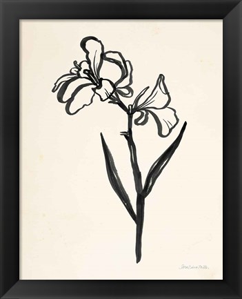 Framed Ink Flower II Cream Print