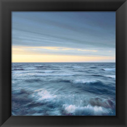 Framed Lake Superior Waves Navy Crop Print