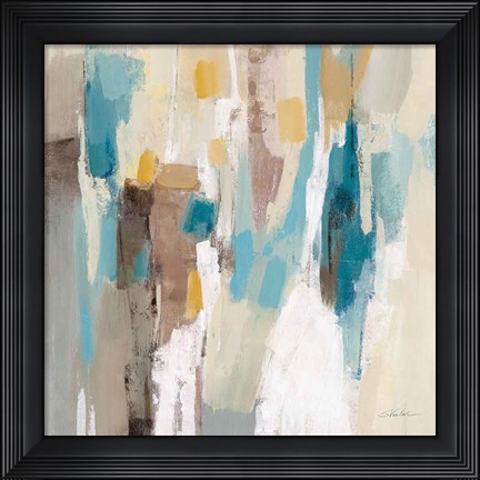 Framed Steps on Sand II Navy Sq Print
