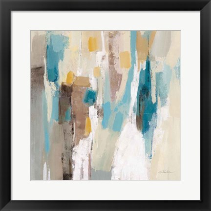 Framed Steps on Sand II Navy Sq Print