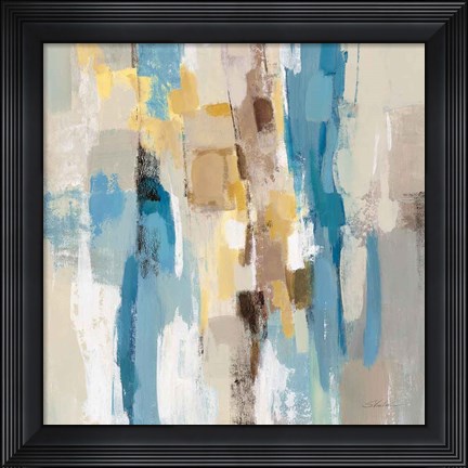 Framed Steps on Sand I Navy Sq Print