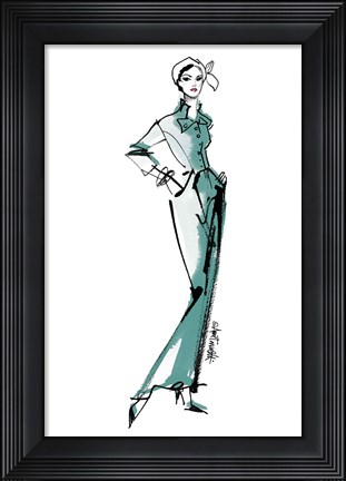 Framed Fifties Fashion III v2 Green Print