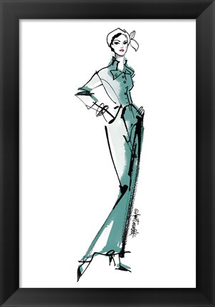 Framed Fifties Fashion III v2 Green Print