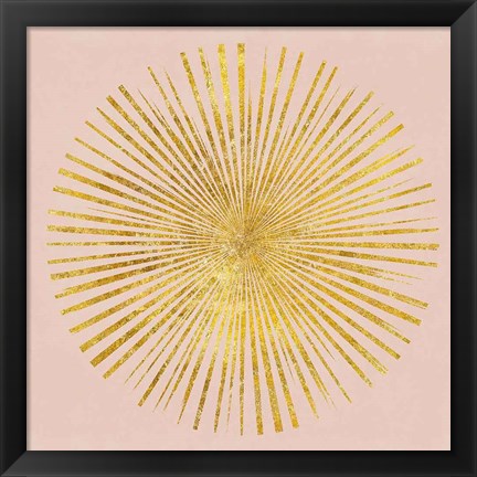 Framed Sunburst I on Pink Print