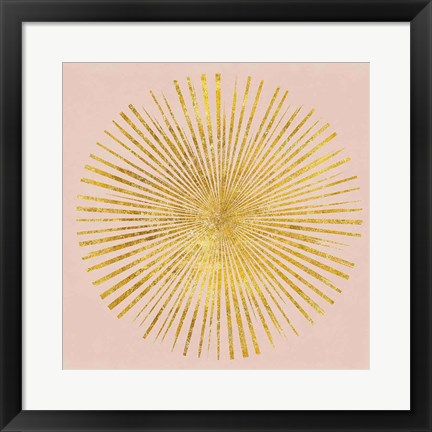 Framed Sunburst I on Pink Print