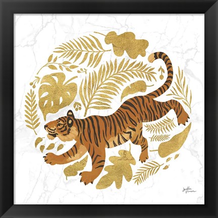 Framed Big Cat Beauty VII Gold Print