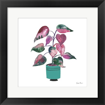 Framed Potted Jewels II Aqua Print