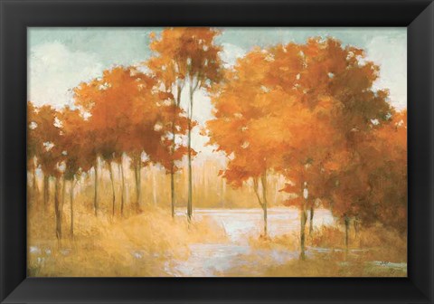 Framed Autumn Lake Orange Print