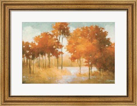 Framed Autumn Lake Orange Print