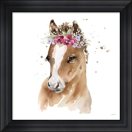 Framed Floral Pony Pink Sq Print