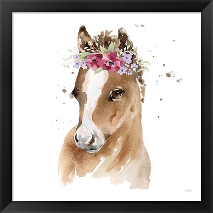 Framed Floral Pony Pink Sq Print