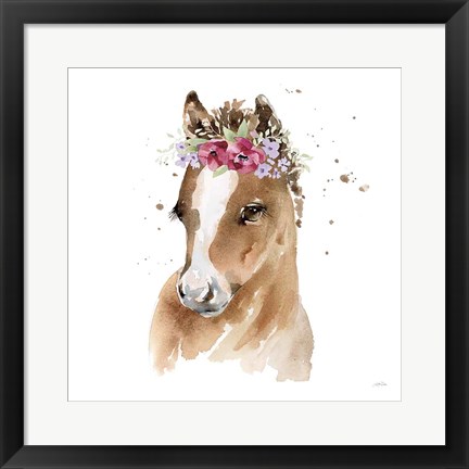 Framed Floral Pony Pink Sq Print