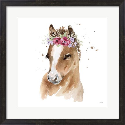 Framed Floral Pony Pink Sq Print