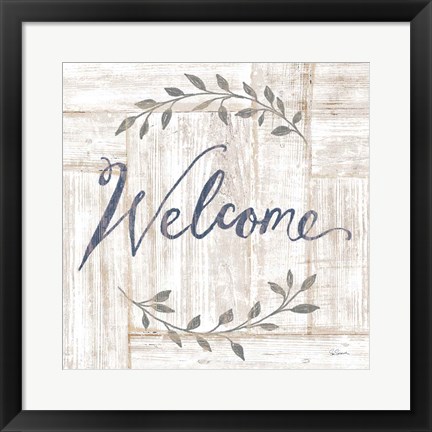 Framed Woodgrain Welcome Print