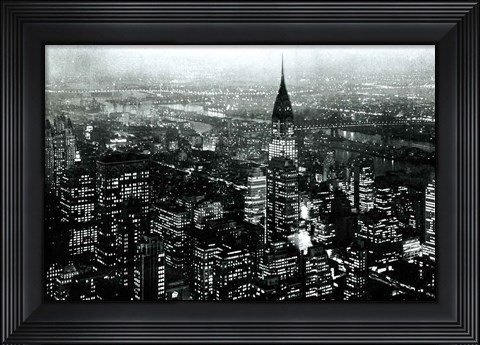 Framed Manhattan at Night Rich Black Print