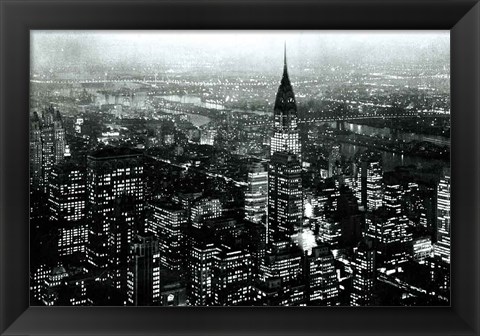 Framed Manhattan at Night Rich Black Print