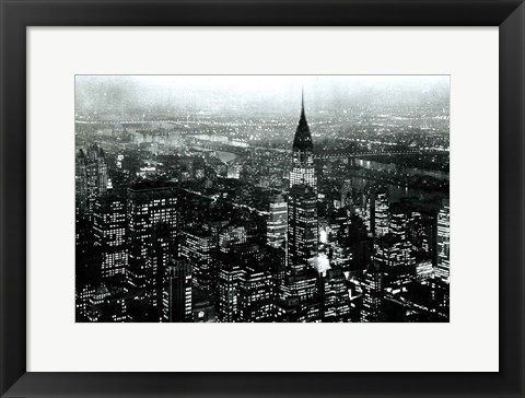 Framed Manhattan at Night Rich Black Print