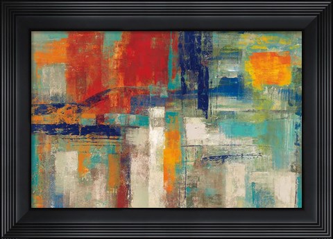 Framed Harbor Sunset Bright Print