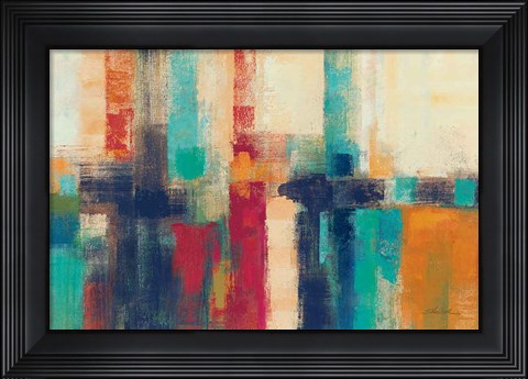 Framed Bright Aqua Horizon Crop Print
