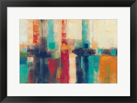 Framed Bright Aqua Horizon Crop Print