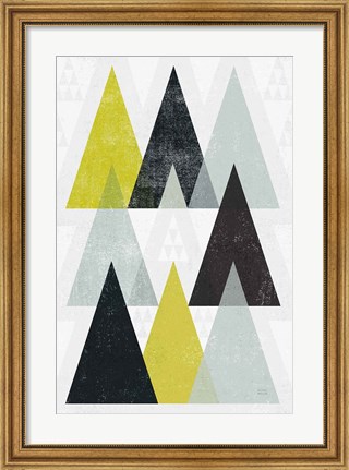 Framed Mod Triangles IV Yellow Black Print