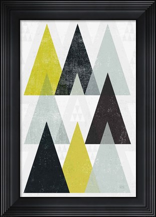 Framed Mod Triangles IV Yellow Black Print