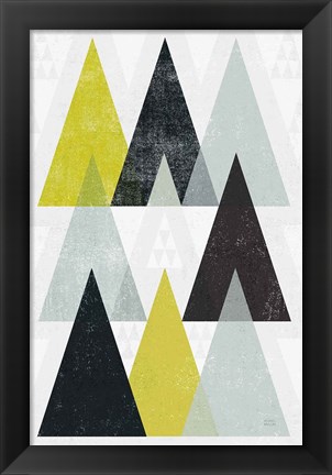 Framed Mod Triangles IV Yellow Black Print