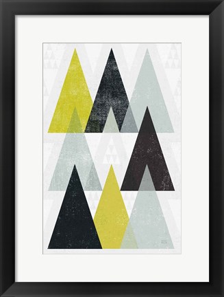 Framed Mod Triangles IV Yellow Black Print