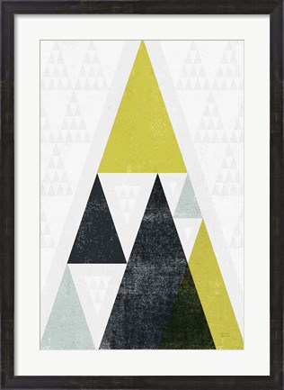 Framed Mod Triangles III Yellow Black Print