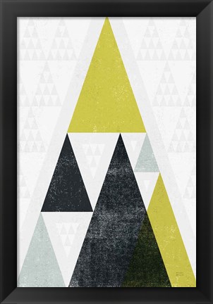 Framed Mod Triangles III Yellow Black Print