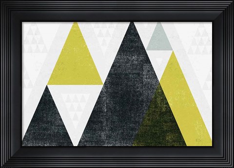 Framed Mod Triangles I Yellow Black Print