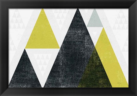 Framed Mod Triangles I Yellow Black Print