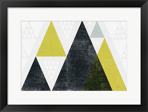 Framed Mod Triangles I Yellow Black Print