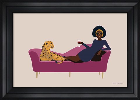 Framed Wild Lounge I Pink Couch Print