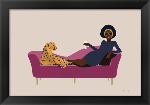 Framed Wild Lounge I Pink Couch Print