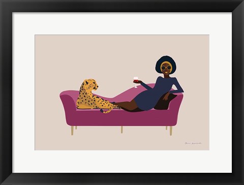 Framed Wild Lounge I Pink Couch Print